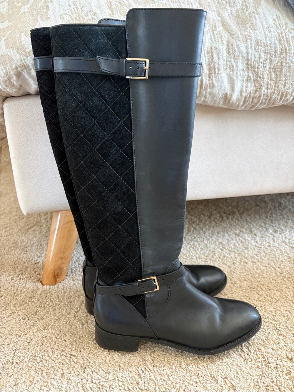 Talbots Black Quilted & Smooth Leather Winter Boots